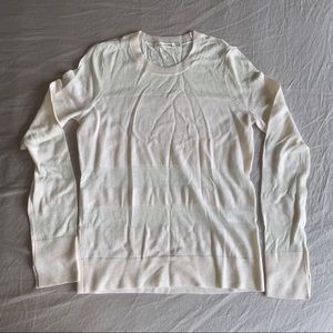 White sweater with sheer stripe detail
